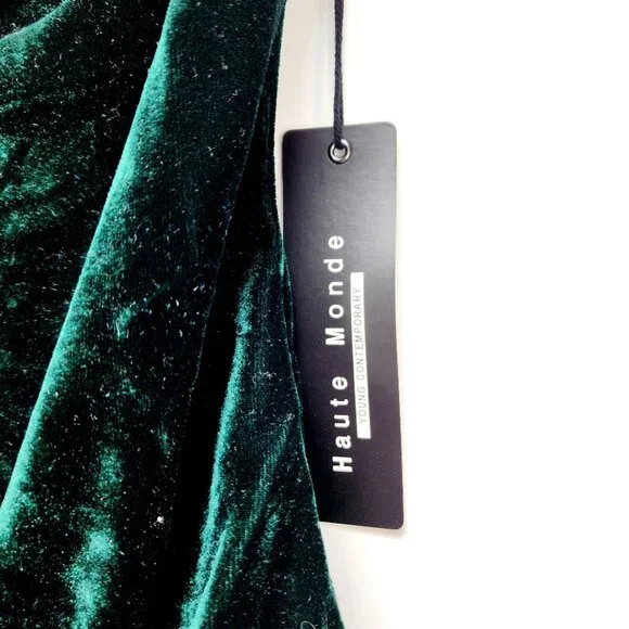 Emerald Green Velvet Bustier Bodysuit By Haute Monde Strapless Womens Size L - Picture 7 of 9